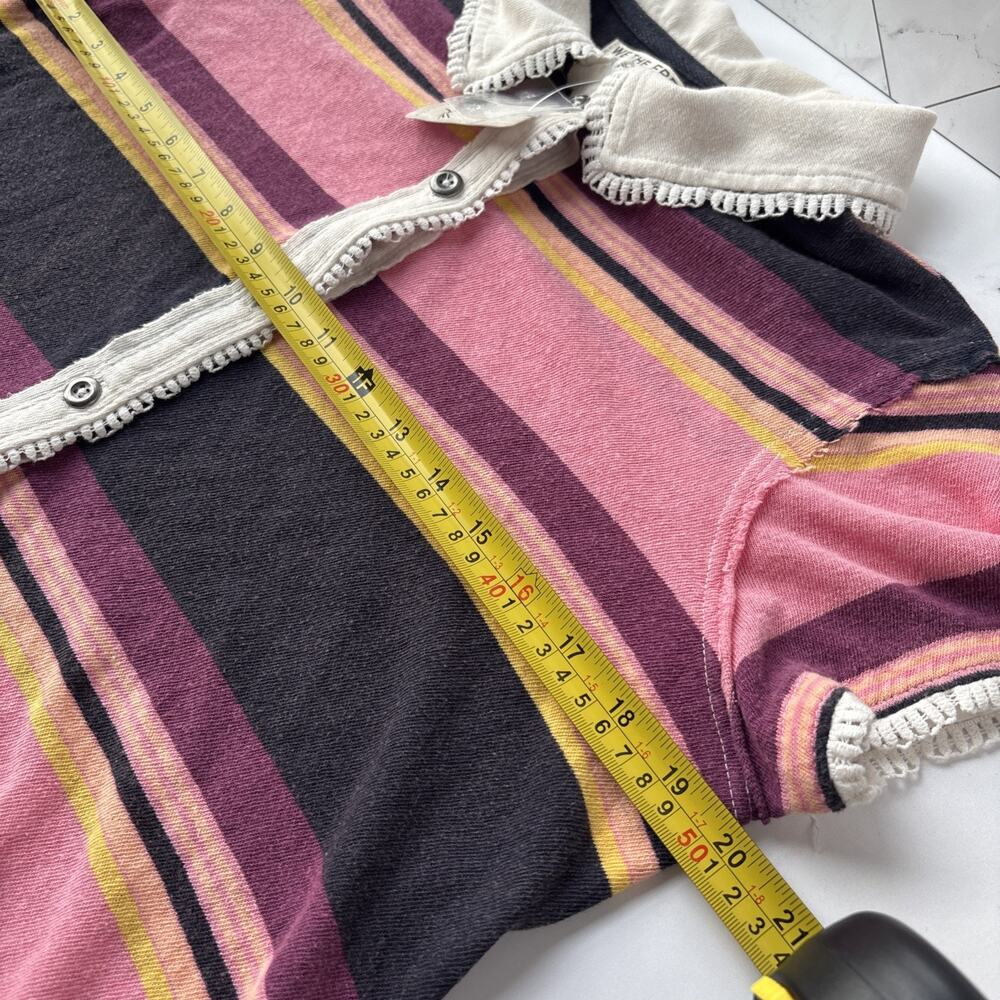 We The Free Sallie Cardi Shirt Top Striped Boxy Cropped Buttondown M Free People - Picture 15 of 16